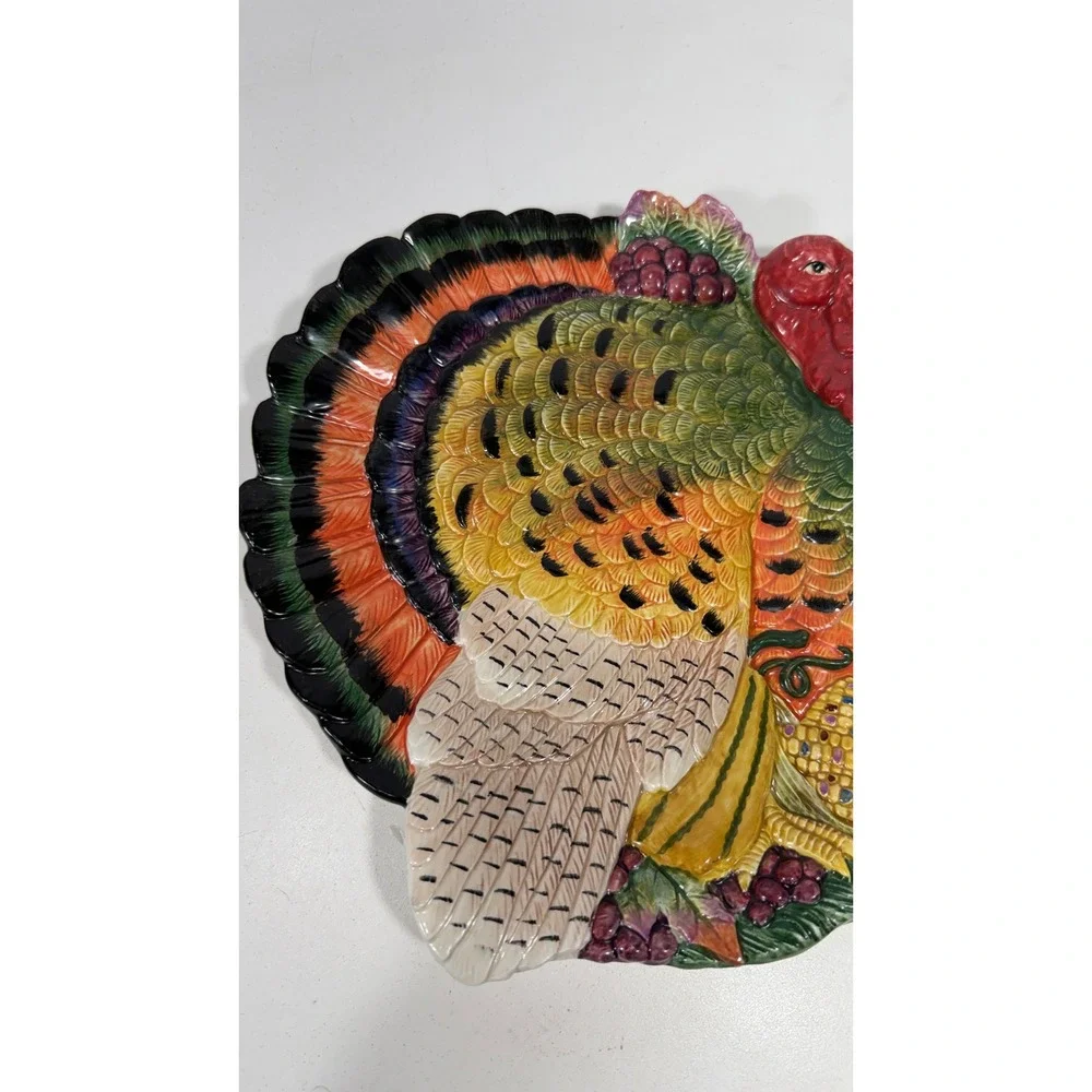 Fitz and Floyd Classics Harvest Heritage Turkey Plate Thanksgiving Ceramic Decor